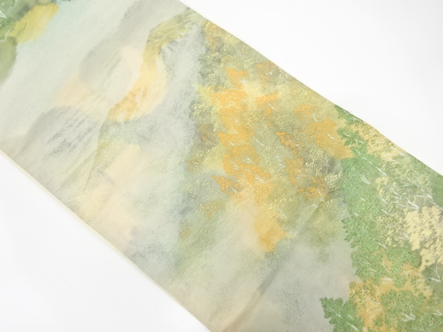 JAPANESE KIMONO / ANTIQUE FUKURO OBI / SILK / WOVEN MOUNTAINS